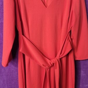 New York & Company Vibrant Orange V-Neck Dress